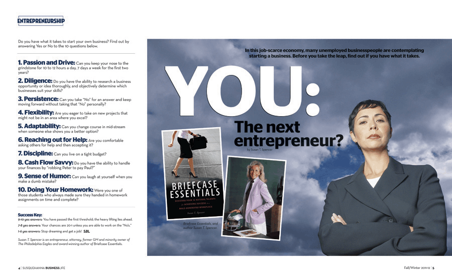 Business magazine entrepreneur spread